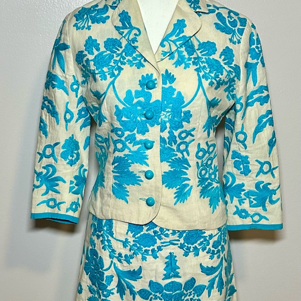 Tracy Reese Blue and Cream Skirt Set